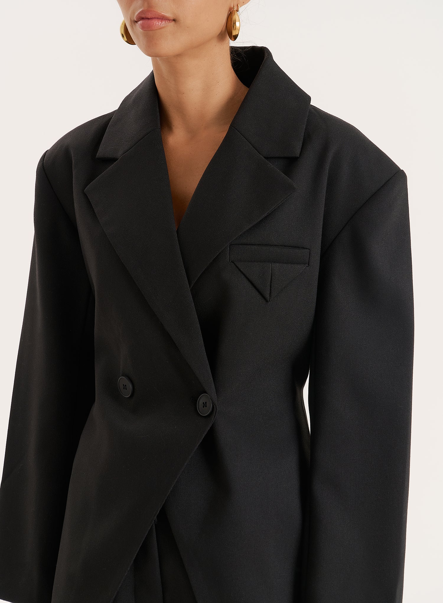 Black Cinched Waist Tailored Blazer